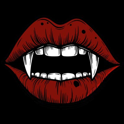 lips with vampire teeth