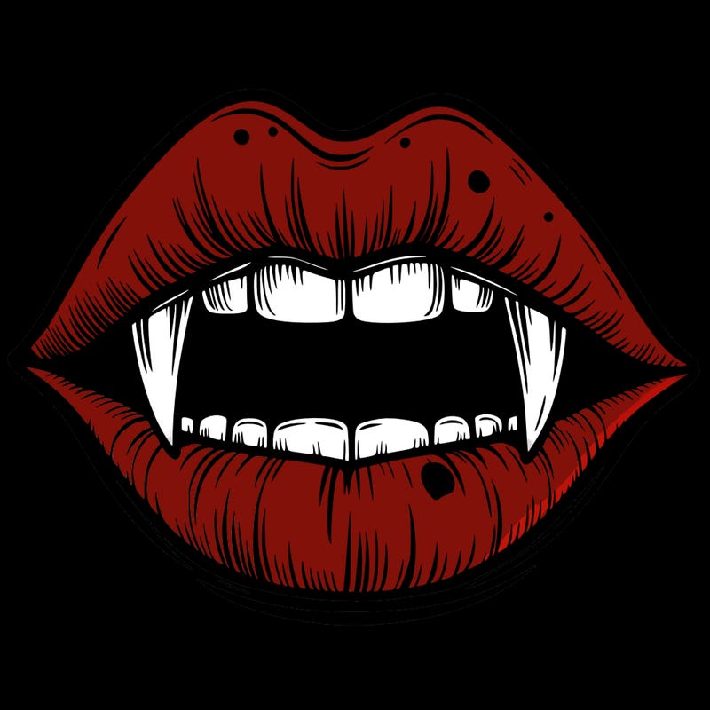 lips with vampire teeth