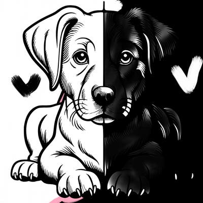 realistic dog split picture