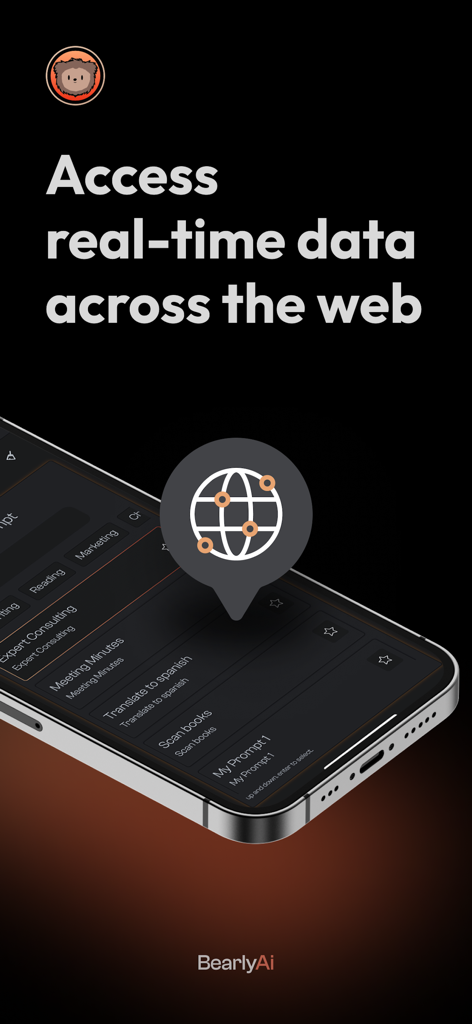 Bearly AI - Bearly AI app interface showing real time data access across the web