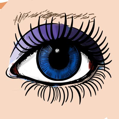 realistic eye without a pupil