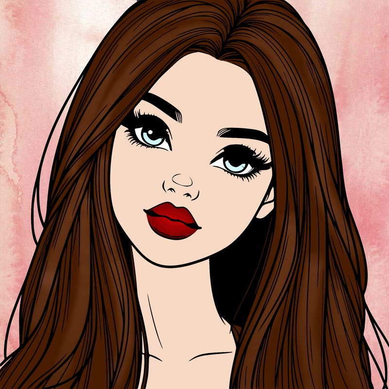 realistic teen girl with long hair and lips