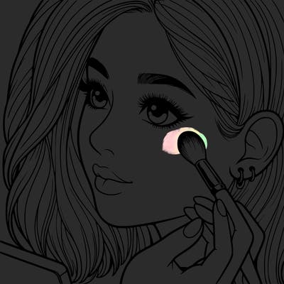 a realistic girl doing her makeup