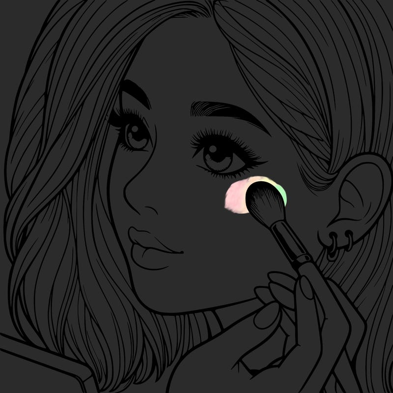 a realistic girl doing her makeup