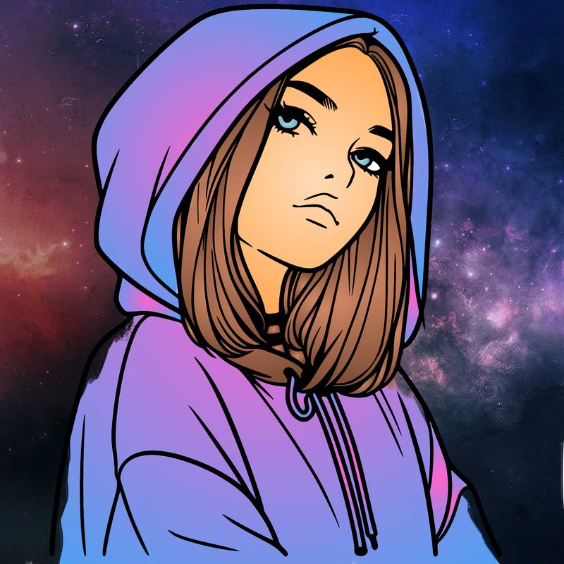 a realistic girl in a hoodie