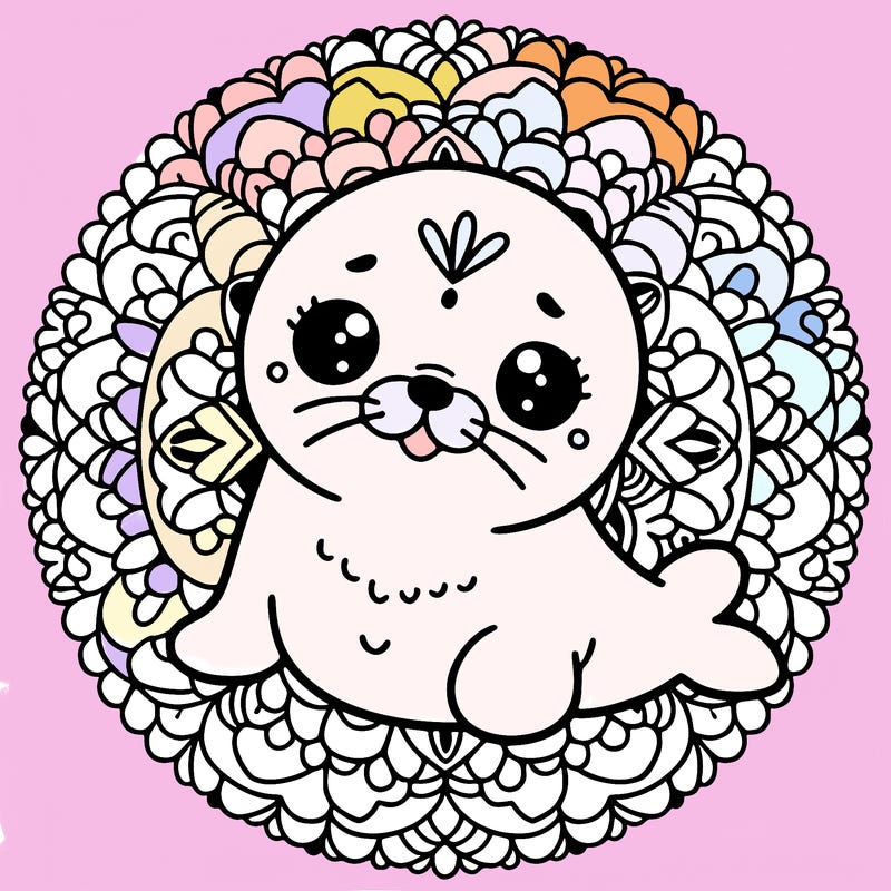 a cute baby seal mandala