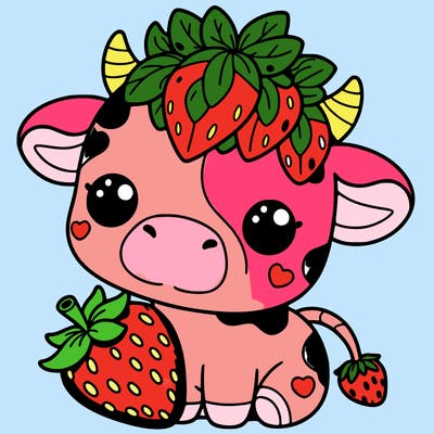 cute strawberry cow