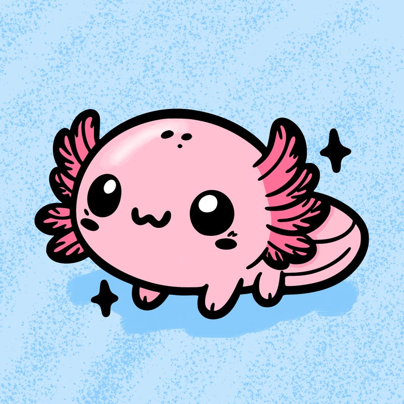 cute easy baby axolotl