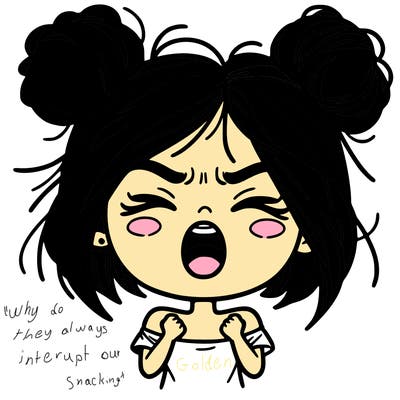 passionate girl with her hair is two messy bun