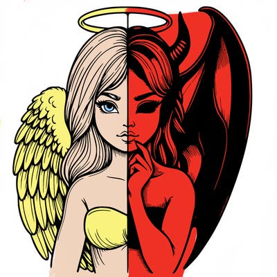 realistic angel half demon