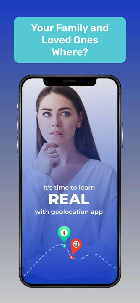 Location Finder - LocateX - A woman visualizing her family location using the LocateX real time tracking app