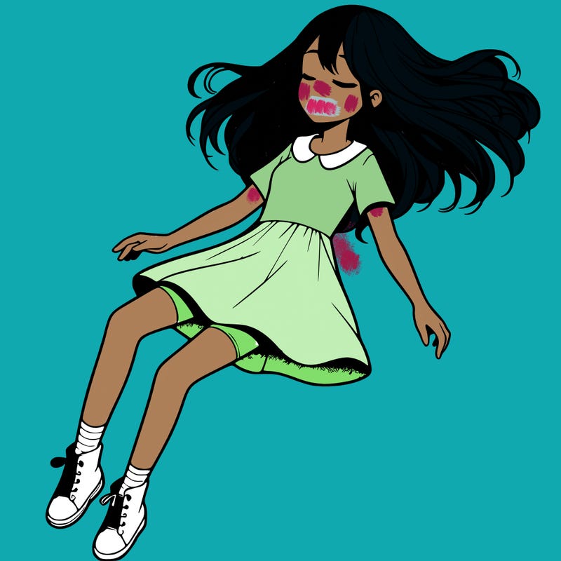 realistic girl floating