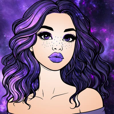 realistic girl with wavy hair and lips