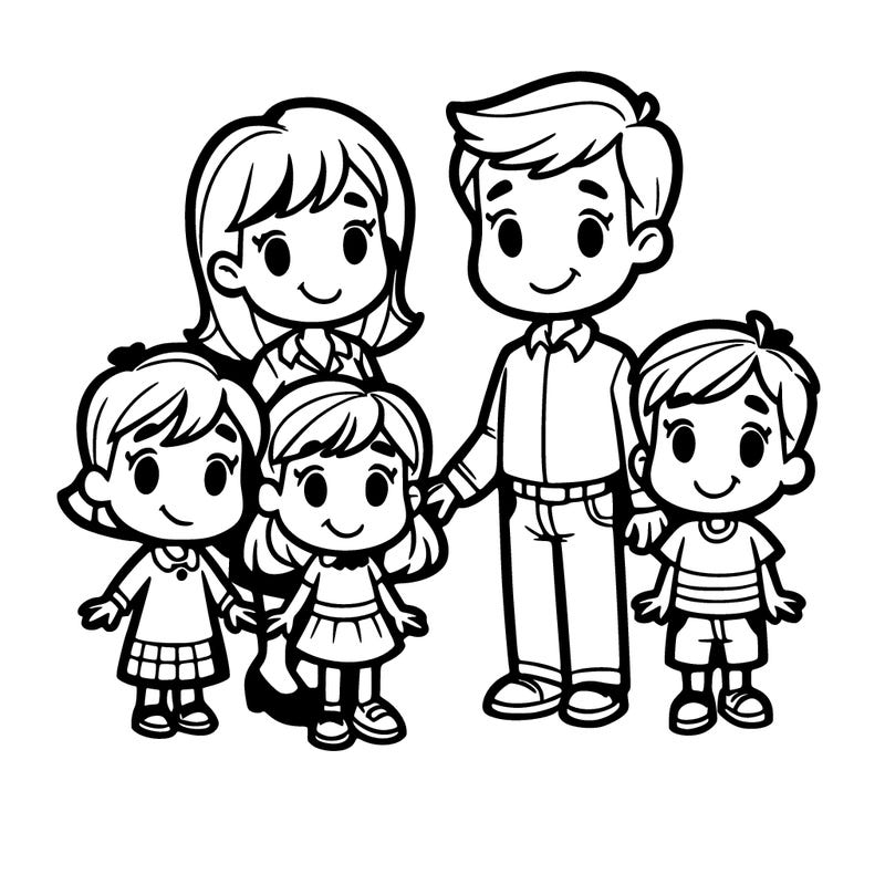 mom, dad, son, daughter and daughter