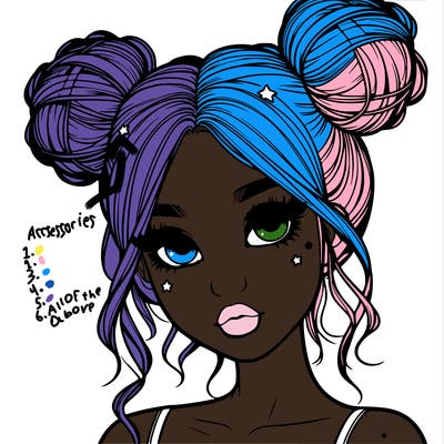 realistic girl with space buns