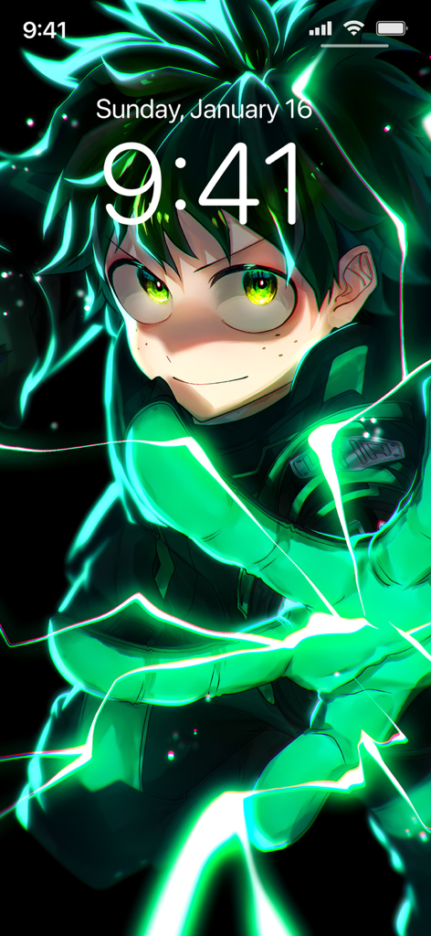 Anime Wallpapers 4K | HD - 4K anime wallpaper of Deku from My Hero Academia on an iPhone lock screen