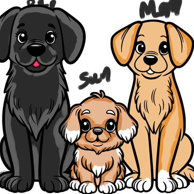 three dogs two large one small