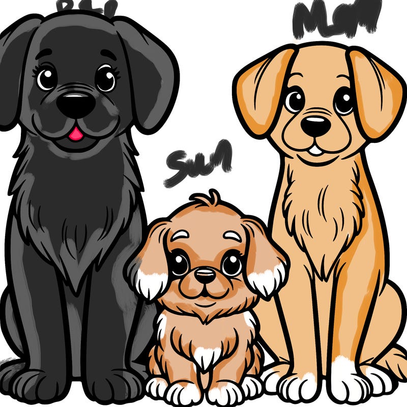 three dogs two large one small