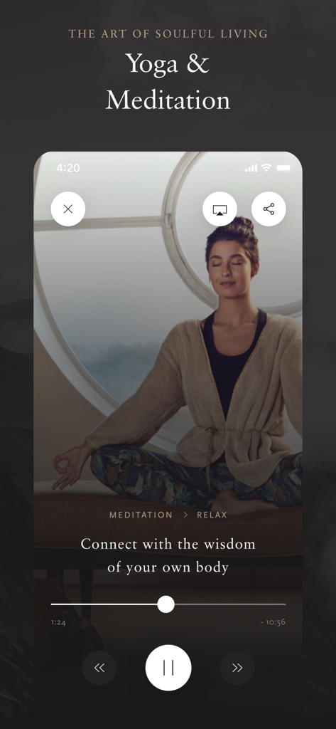 Guided meditation video player in the Rituals Home and Body app