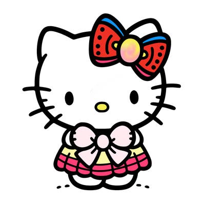 hello kitty holding a bow