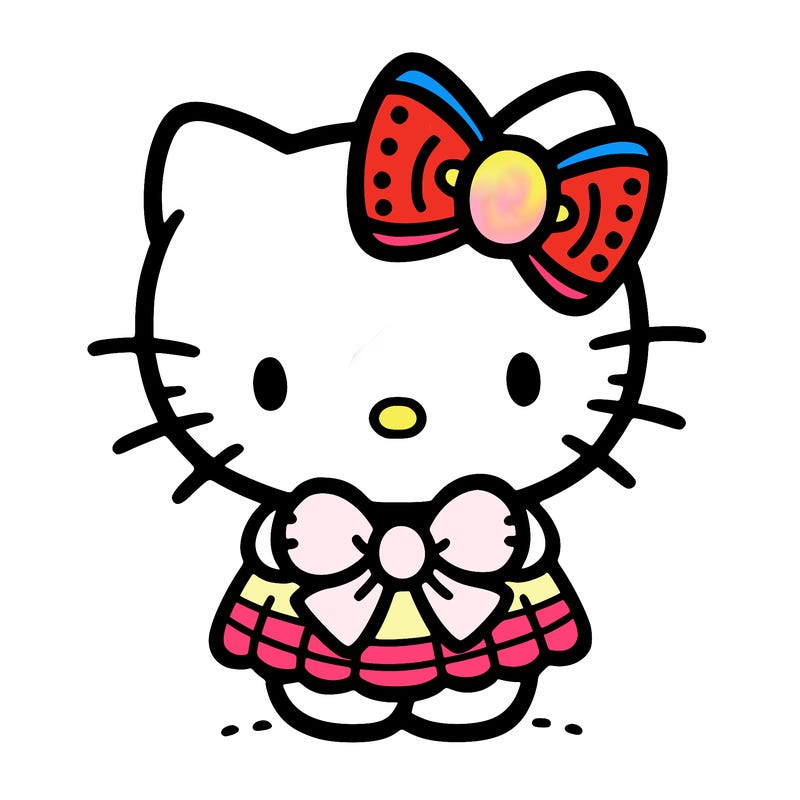 hello kitty holding a bow