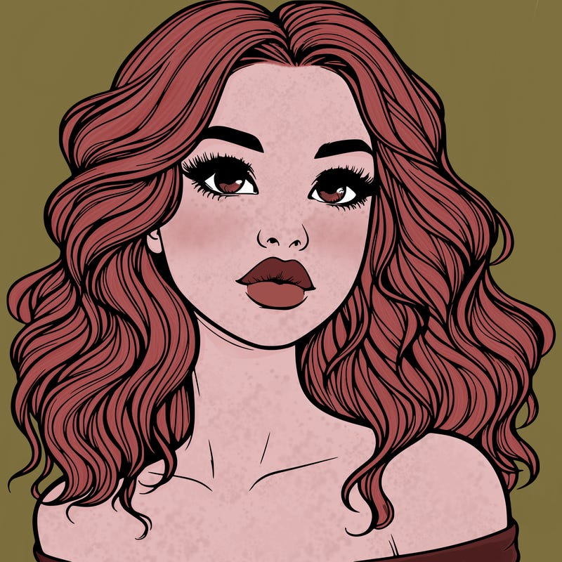realistic girl with wavy hair and lips
