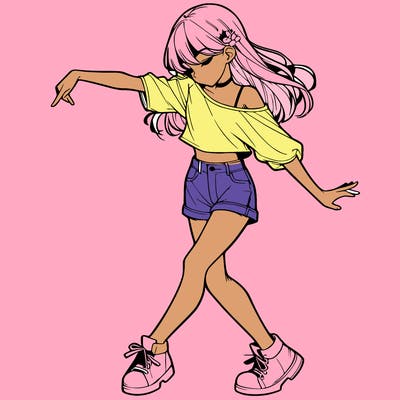realistic girl danceing