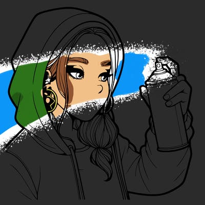 a realistic girl, spray painting