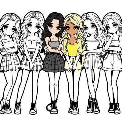 a group of girls realistic