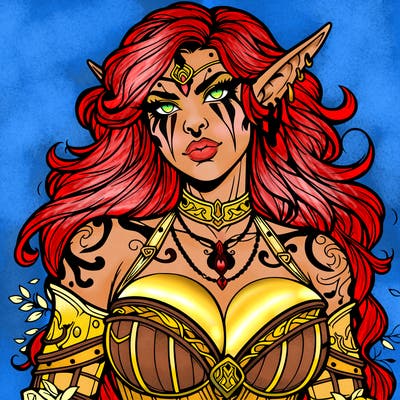 realistic magical beautiful female orc with oversized features