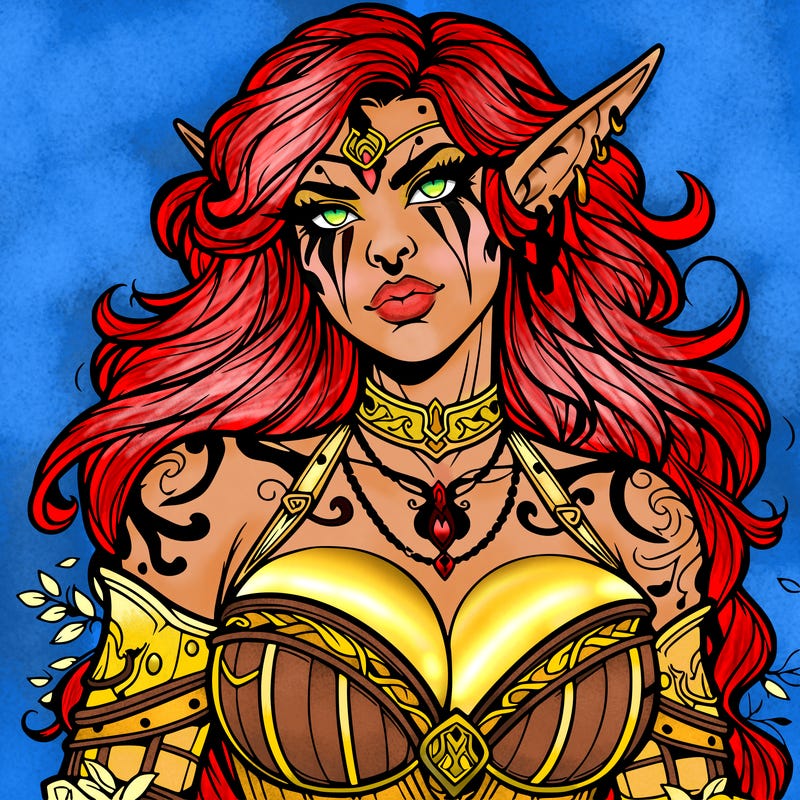 realistic magical beautiful female orc with oversized features