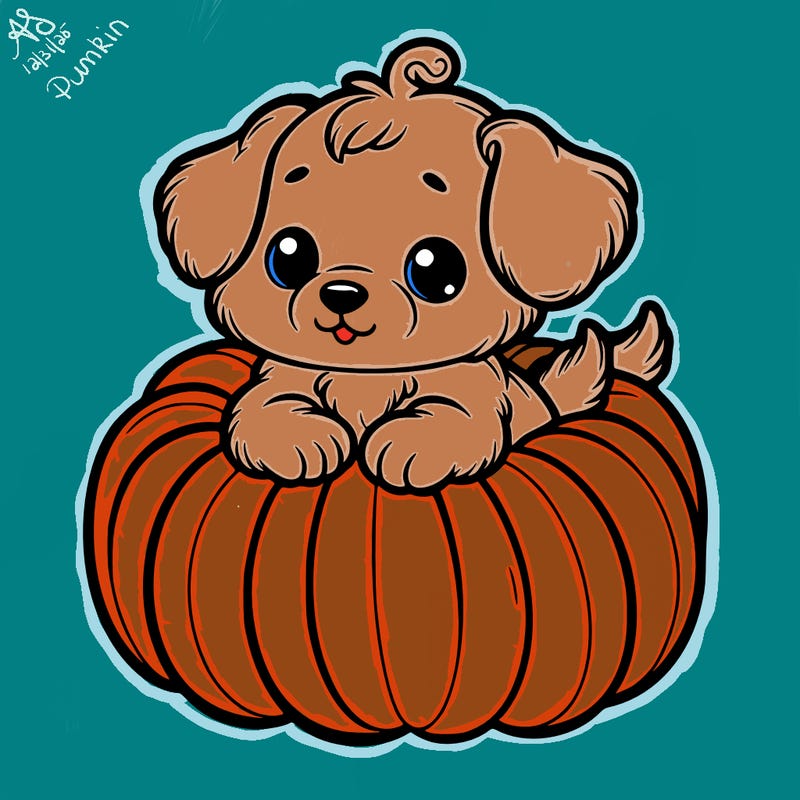 cute little puppy in a pumpkin