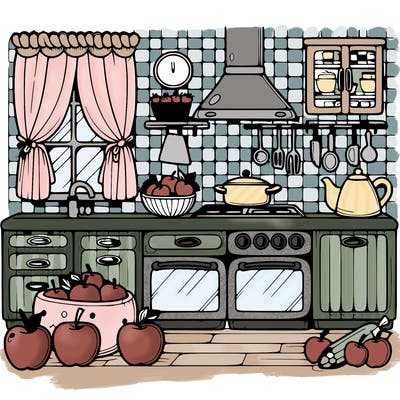 kitchen, apple theme