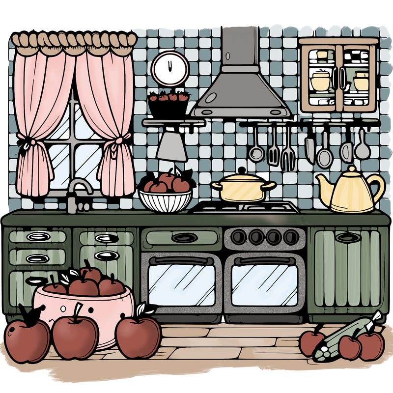 kitchen, apple theme
