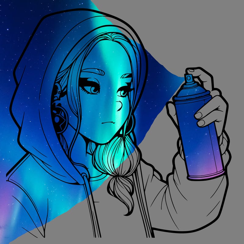 a realistic girl, spray painting