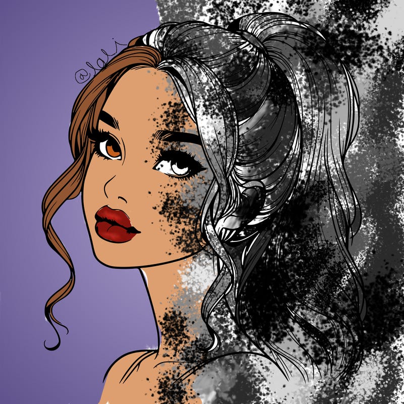 realistic girl with a ponytail on her hair and lips