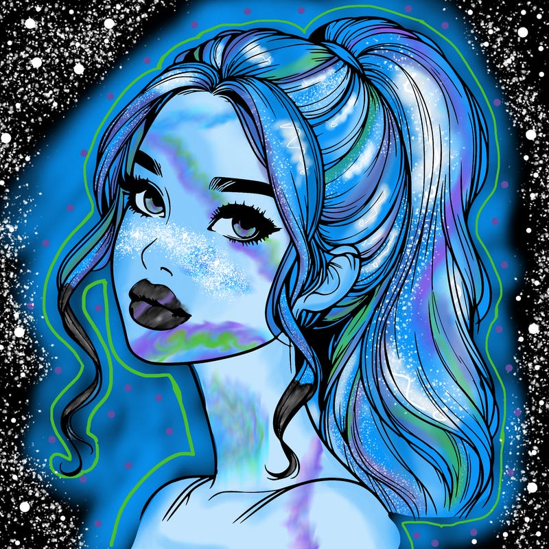 realistic girl with a ponytail on her hair and lips