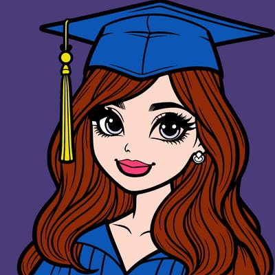 very pretty and realistic teenage girl graduating