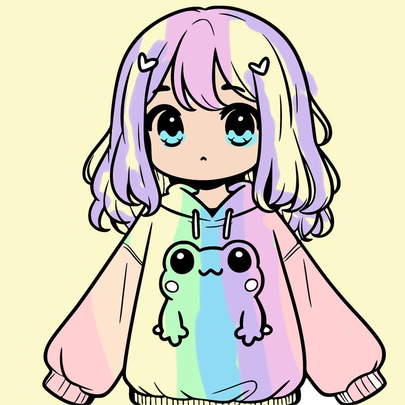 girl wearing frogging sweatshirt