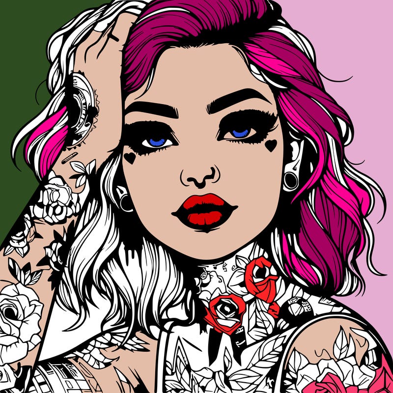 realistic girl with tattoos all over