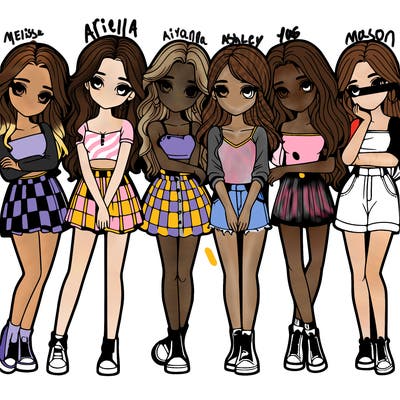 a group of girls realistic