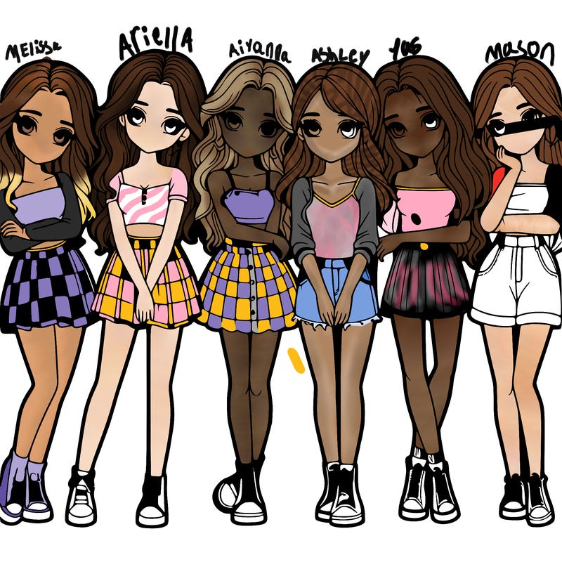 a group of girls realistic