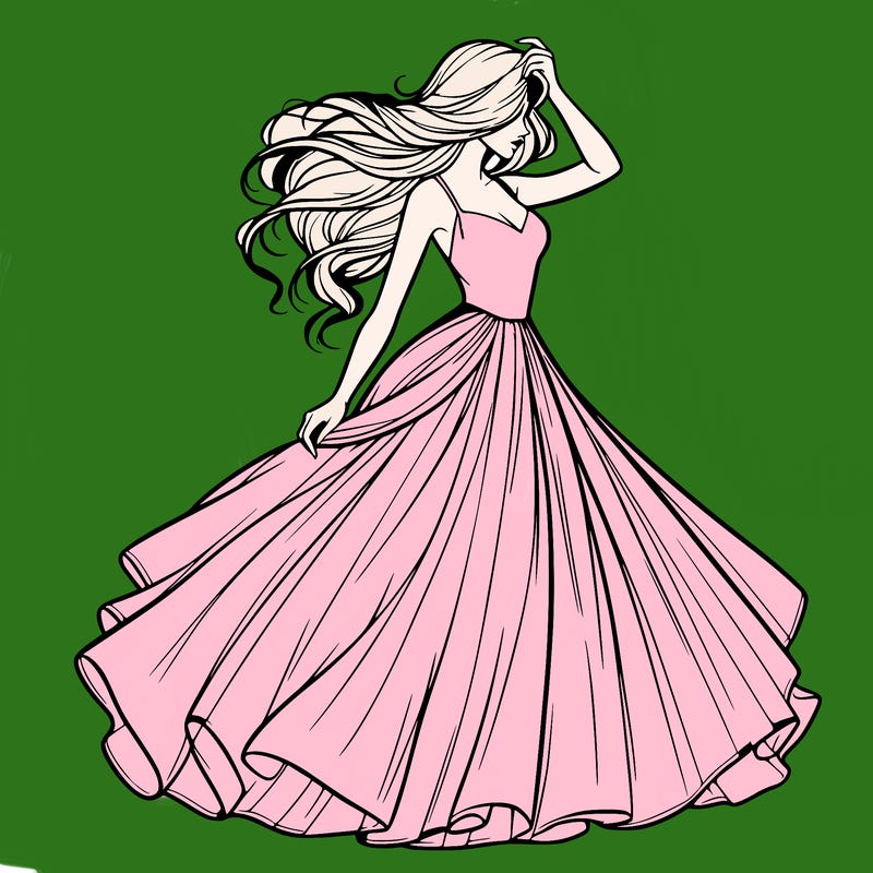 realistic woman with dress flowing in the wind