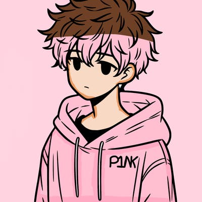 a teenage boy with messy and fluffy hair and a oversized hoodie on