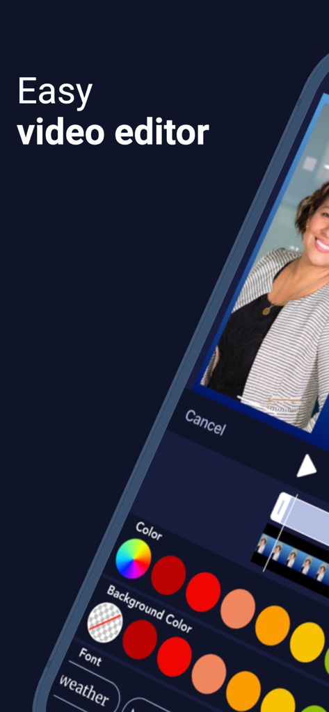 Interfaz del editor de video fácil en la aplicación móvil ScreenPal