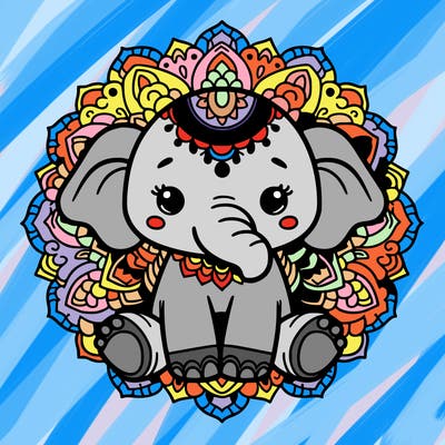 cute baby elephant animal mandala