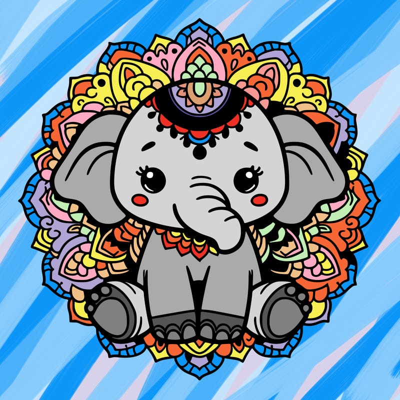 cute baby elephant animal mandala
