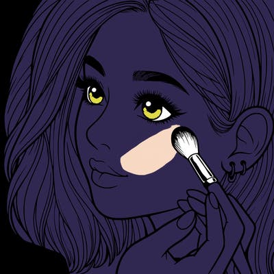 a realistic girl doing her makeup