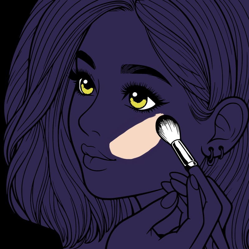 a realistic girl doing her makeup