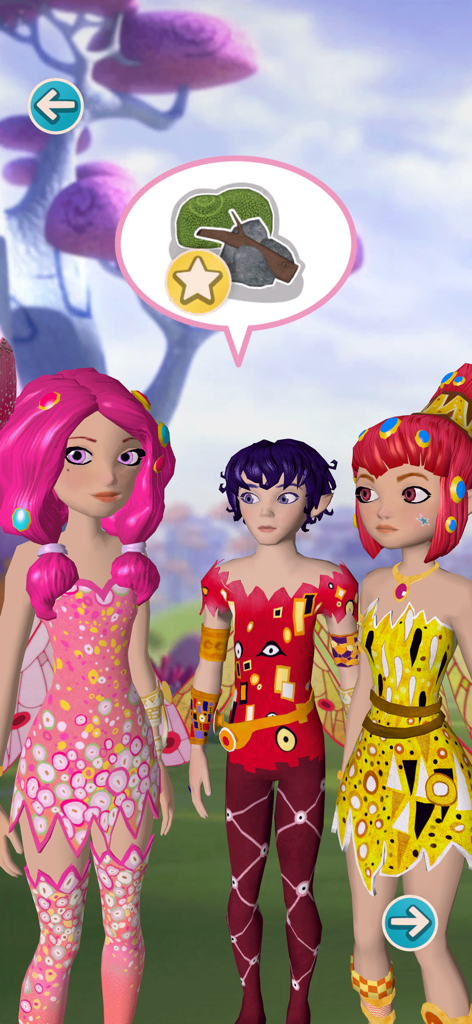 Mia Yuko and Mo standing together in Centopia with a mission speech bubble